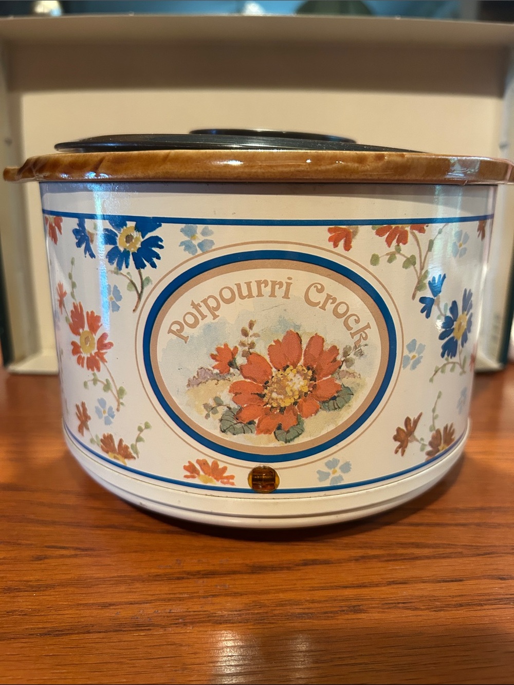 Vintage Rival Potpourri Crock Metal Floral Potpourri Container -